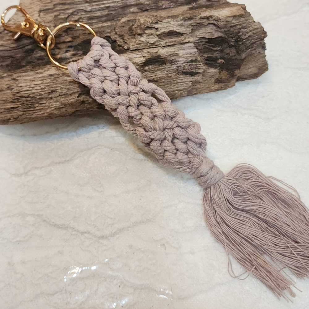 Macrame Bohemian Key Chain Keychain Bag Charm Boho Light Lilac